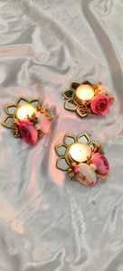 Porte-bougie miroir pour mariage Diwali, porte-bougie à fleurs avec gypsophile, cadeaux de fête, décoration festive pour la maison, porte-bougie votif - Product Image 4