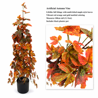 Vente en gros de lierre artificiel en plastique de 100 cm, fausse vigne de feuillage d'automne rouge-orange de 3,3 pieds, plante suspendue en pot pour la maison et l'hôtel