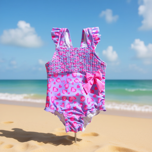 Costume da bagno intero HDJ per ragazze con volant e stampa a cuore, controllo pancia, taglie 4, 6, 8, 10, 12, 14, colori Giallo, Rosa, Blu - Product Image 5