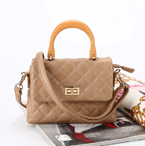 Thời trang <span class=keywords><strong>Lady</strong></span> bông Vai Túi Xách với gỗ xử lý chất lượng Brown PU da kim cương Womens cross-cơ thể túi - Product Image 1