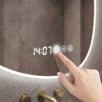 Kingstin Miroir SDB LED Sans Cadre, Goutte, Anti-Buée, Lumière 3 Couleurs Dimmable, Horloge Intelligente, Mural
