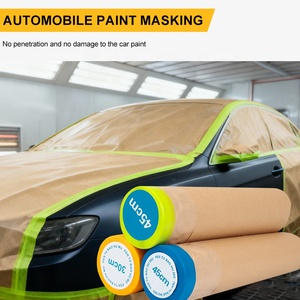 UJANG Eco-Friendly Pre Taped Kraft <strong>Masking</strong> <strong>Paper</strong> for Automotive Painting Car Construction Surface Protection Kraft <strong>Paper</strong> Film - Product Image 5