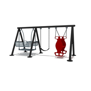 Parque parques infantiles niños Juego de plástico Jardín de acero al aire libre asiento doble columpio para niños - Product Image 3