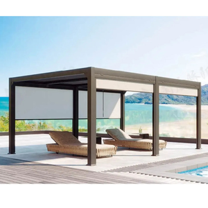 Singo ngoài trời bioclimatic không thấm nước UV khối cơ giới louvered nhôm pergola với trượt kính Zip màn hình - Product Image 6