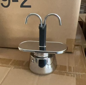 Cafetière Moka italienne classique à double tube, 2 tasses, 100 ml, en acier inoxydable 304 épaissi, mini-set à expresso pour cuisinière, camping et voyage - Product Image 1
