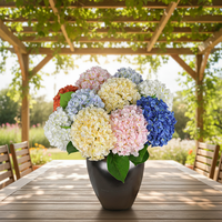 Bunga Sutra Simulasi Hydrangea 3D Single Branch, Bunga Besar Bentuk Bola untuk Dekorasi Natal, Pernikahan, dan Rumah, Tren Terbaru