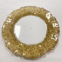 Nouvelles Idées Plaque de Charge en Plastique Or Perlé Articles de Fête Pas Cher 13 pouces Plaque de Chargeur pour Mariage Décoration Restauration