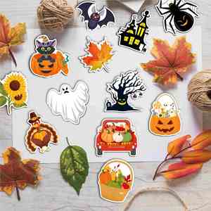 Décorations de fête d'Halloween : Citrouilles, feuilles d'érable, aimants souples pour réfrigérateur sur le thème d'Halloween et de l'automne - Product Image 2