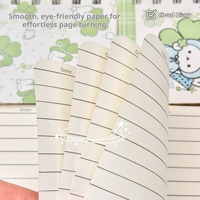 Carnet à spirale A7 mini 100 x 80 mm, 80 feuilles, couverture motif trèfle à quatre feuilles et lapin, pages lignées, mémo de poche pour étudiants et cadeaux