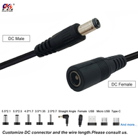 Cable de Extensión de Alimentación DC 5.5*2.1mm Macho a 2 Hembras, Cable Divisor de Alimentación en Forma de Y de 1 a 2, 3, 4, 5 Vías para CCTV