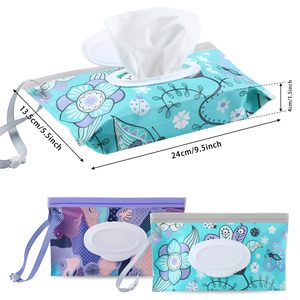 Porte-distributeur de lingettes rechargeables portables florales pour bébé Conteneur de distributeur de lingettes Pochette de lingettes humides de voyage réutilisable - Product Image 2