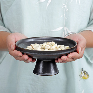 Chinese Retro Ceramic High-Footed Fruit <b>Plate</b> Round Household Snack Dish Party Serving Platter Ceramics Fujian Made - Product Image 4