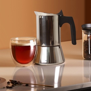 Cafetera <span class=keywords><strong>Moka</strong></span> de 200/300 ml para Estufa, Cafetera Italiana Ecológica, Duradera, de Acero Inoxidable, Cafetera Espresso Portátil para Viajes - Product Image 1