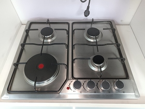 Cuisinière encastrable professionnelle à gaz 4 brûleurs en acier inoxydable et fonte émaillée avec protection anti-extinction de flamme - Product Image 4