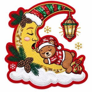 Patchs brodés de Noël personnalisés avec logo lettre, grand format, à thermocoller, à paillettes, pour OEM/ODM - Product Image 5
