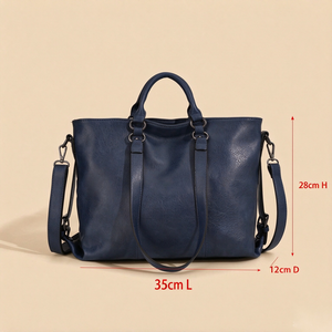 Bolsos Tote de Cuero PU Estilo Retro para Damas, Bolso Cruzado de Cuero Suave para Mujer, Bolsos de Mano Creativos de Color Puro para Compras y Trabajo - Product Image 5