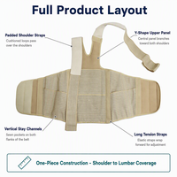 Correcteur de posture dorsal beige avec bretelles rembourrées et soutien lombaire à 3 niveaux
