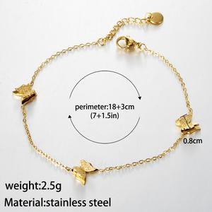 New Design Three Butterfly Jewelry Stainless Steel 18k Gold Plated Link <b>Charm</b> <b>Bracelet</b> - Product Image 6