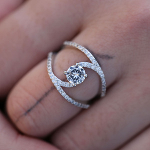 Curved Sparkling Stone Ring For Women Elegant Fashion Finger Jewelry <b>Gift</b> - Product Image 5
