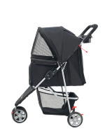 Poussette pliable de luxe à 3 roues pour animaux de compagnie tissu Oxford imperméable confortable réglable pour les grands petits animaux transporteurs voyage