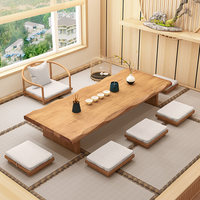Table basse en bois massif de style japonais avec chaise, personnalisable, assemblage requis, pour balcon et salle de thé
