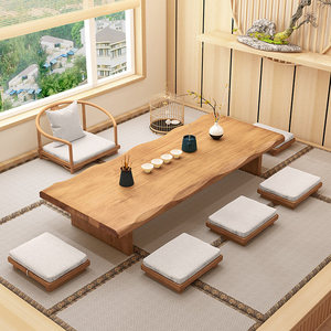 Mesa <span class=keywords><strong>de</strong></span> Centro <span class=keywords><strong>de</strong></span> Madera Maciza Estilo Japonés con Combinación <span class=keywords><strong>de</strong></span> Sillas, Personalizable, Requiere Ensamblaje, para Balcón y Salón <span class=keywords><strong>de</strong></span> Té - Product Image 2
