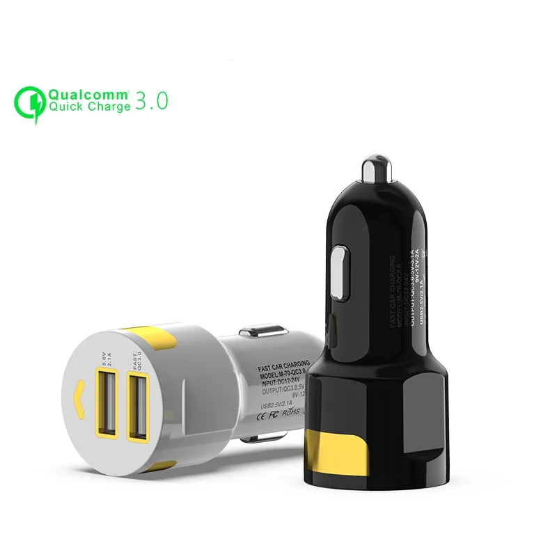 2024 HG Portable Cheap Price 3.1A LED Car Charger Fast Charge USB Dual USB Car Charger For smartphone 12 Pro Car Adapter