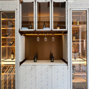 Meuble Bar Mural Moderne Américain en Acier Inoxydable pour Vin Rouge et Whisky, avec Refroidisseur Intégré, Idéal pour Salon - Product Image 5