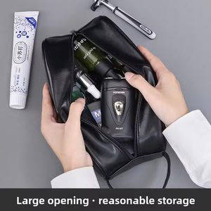 Sac de toilette portable en cuir PU pour homme, avec logo personnalisé, marque <span class=keywords><strong>SOYEON</strong></span>, pour voyage, fermeture éclair, sac d'hygiène suspendu, TSN0125 - Product Image 5