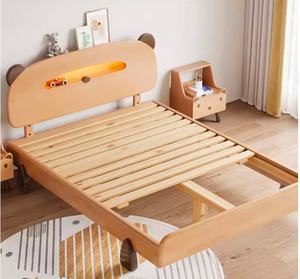 Camas de tamaño completo para niños, <span class=keywords><strong>cama</strong></span> de madera maciza con luz LED de oso moderno de alta calidad con barandilla para dormitorio infantil - Product Image 5