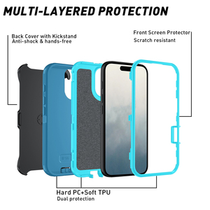 Housse de téléphone à clip de ceinture de couleur <span class=keywords><strong>noire</strong></span> American Hotsale Defender pour iPhone 16 15 14 13 avec 360 rotation Kickstand Combo Phone Cover - Product Image 3