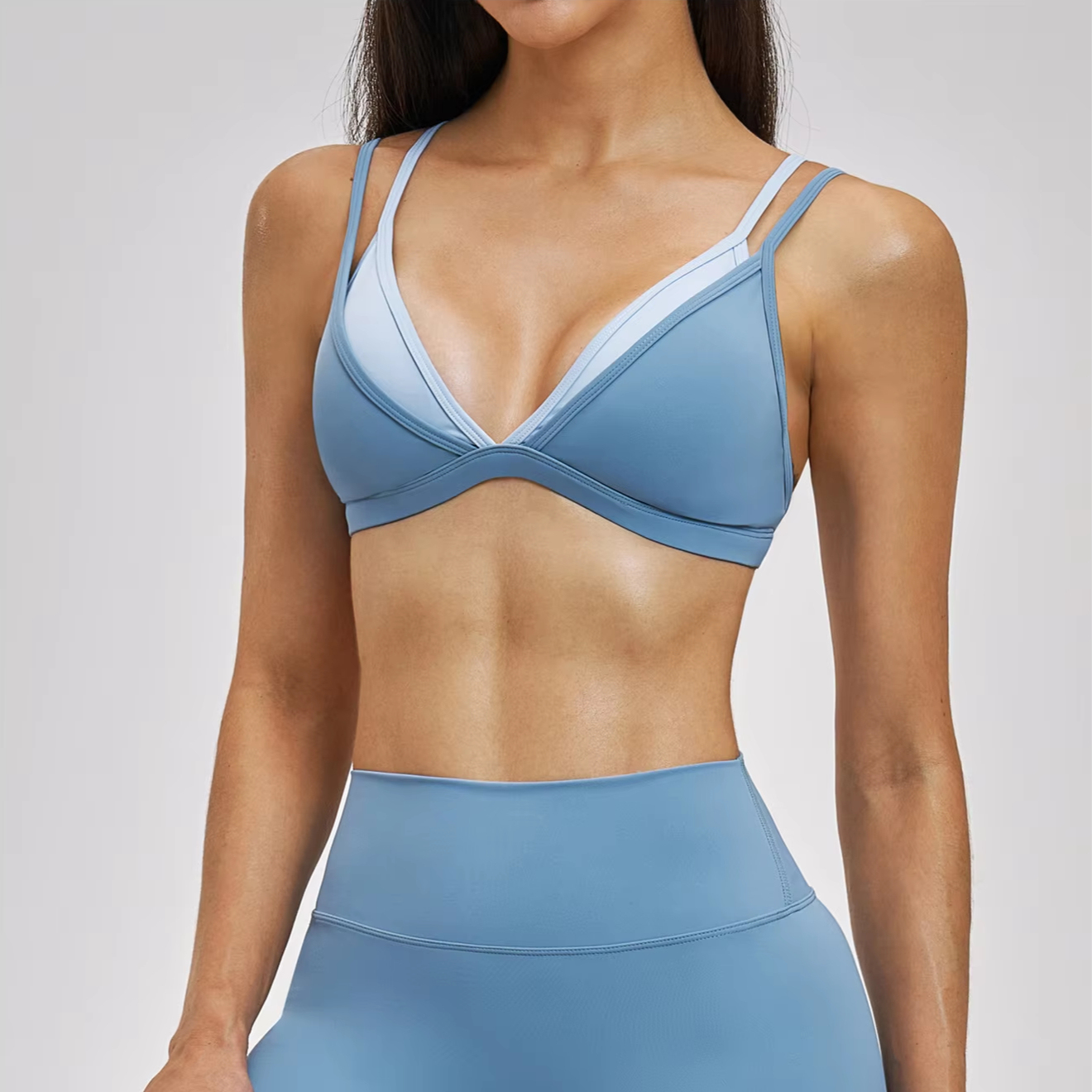 Women's Yoga Sports Bra-Simple Style Four-Way Stretch Medium Support Sweat-Wicking Quick Dry Breathable Spandex/Nylon Double