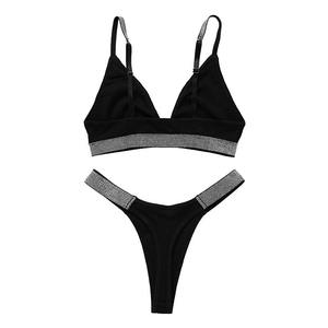 طقم ملابس داخلية نسائية جديد بتصميم أوروبي أمريكي مصنوع حسب الطلب، مكون من قطعتين محبوكتين مزينة بالأحجار الكريمة - Product Image 5