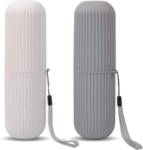 Gobelet pour bain de bouche, étui de protection portable pour dentifrice et brosse à dents, boîte de rangement pour voyage et camping, écologique, en plastique en deux parties - Product Image 1