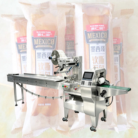 Machine d'emballage automatique SZ-180 pour sacs coussin, idéale pour l'emballage alimentaire, la production industrielle et commerciale, et l'emballage efficace de pains longs.