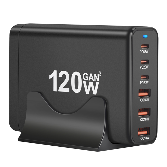 Wholesale 120W GaN USB-C Charging Station 6-Port Type-C Power Adapter Fast Charger iPad Laptop Car Charger 5V/3A for iphone 15