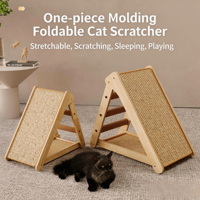 Griffoir vertical triangulaire en pin massif avec sisal 3-en-1, griffoir d'escalade pour chat reconfigurable, vente en gros personnalisée