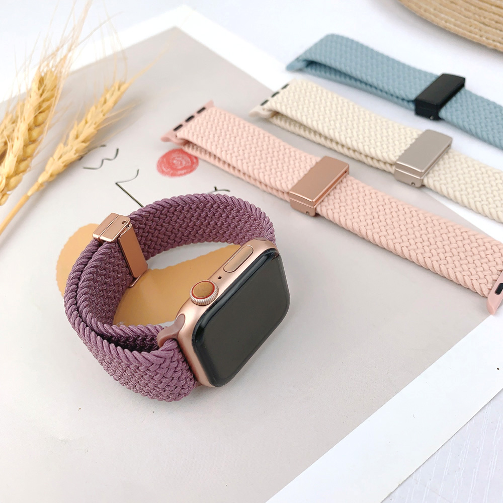 Rainbow Nylon Woven Loop Magnetic Clasp Watch Band for -Lightweight Comfortable Professional & Soft Adjustable Strap