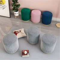 Chaise lounge design moderne Mobilier de salon Ottoman Repose-pieds Tabouret rond en velours