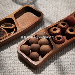Wooden <b>Snack</b> <b>Tray</b> 4 Compartment Bamboo Serving Platter For Nuts Dried Fruit Residential Use - Product Image 3