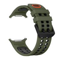 Bracelet de montre sport en silicone souple à double couleur avec design perforé respirant pour Galaxy Watch Ultra 2