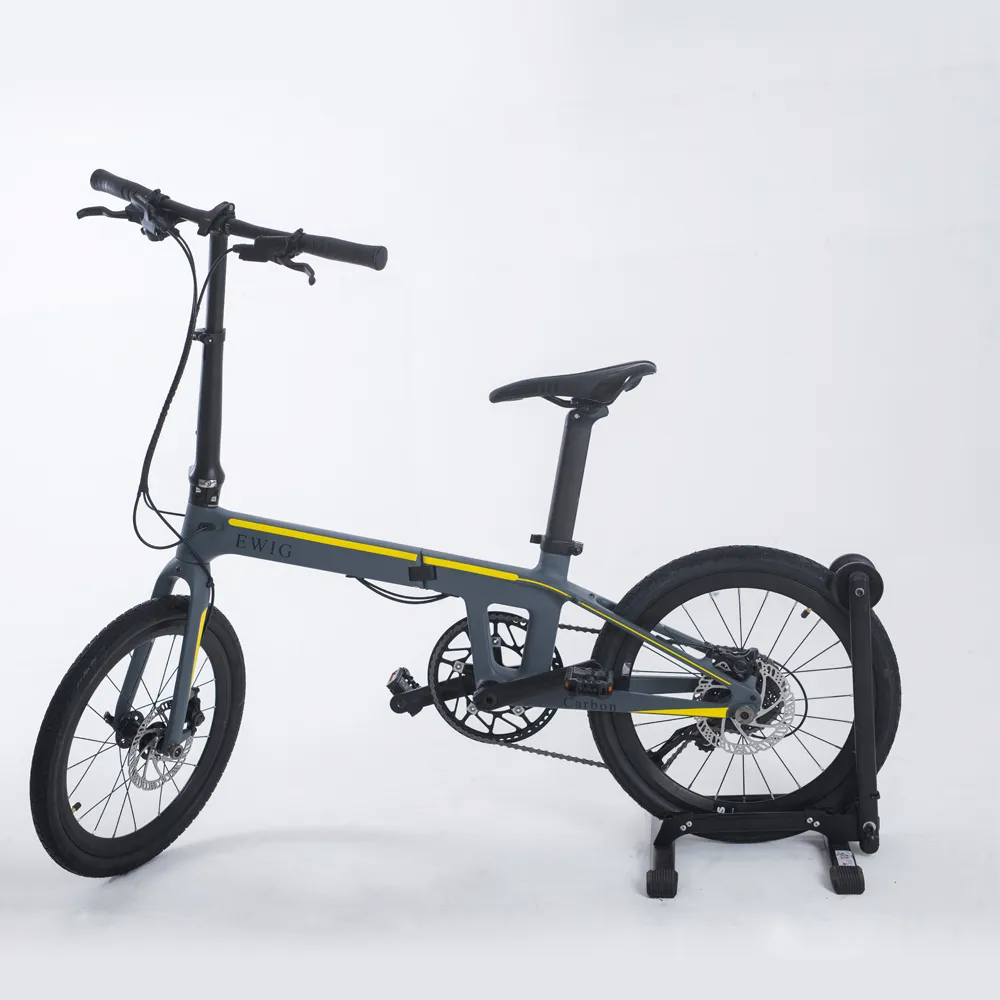 EWIG China Wholesale Light Weight Carbon Fibre Folding Bike 9 Speed 20 Inch Foldable Bicycle MINI City Bike Carbon Fiber