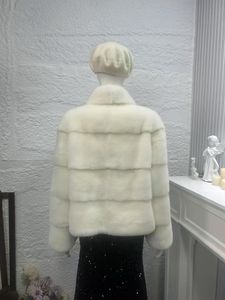 2025 натуральная белая шуба из норки, качественная зимняя Классическая короткая шуба из норки для женщин - Product Image 3