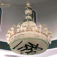 Lustre en acier inoxydable décoré de cristaux dorés pour villa ou mosquée kazakh, luminaires suspendus élégants pour la décoration intérieure