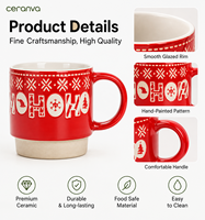 Vente en gros de tasses à thé au lait personnalisées avec Père Noël empilé, peintes à la main, en porcelaine, pour Noël, compatibles lave-vaisselle et micro-ondes