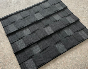 Tuiles de toiture en métal revêtues de pierre en alliage d'aluminium Noir Tuiles de toiture en acier double <span class=keywords><strong>Dekra</strong></span> - Product Image 4