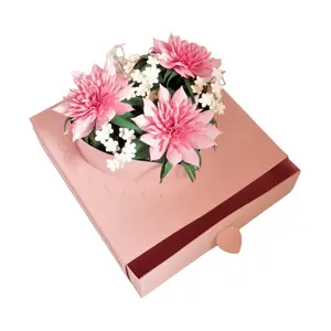 도매 아름다운 배송 포장 모자 상자 서랍 둥근 실린더 종이 도매 꽃 배달 상자