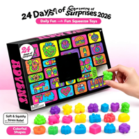 Coffret de compte à rebours de Noël 2026 en résine, boîte mystère à 24 compartiments pour enfants, jouet anti-stress souple, surprise de vacances