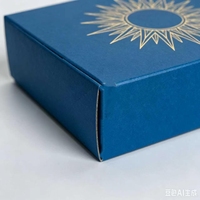 Boîtes en papier de luxe bleu roi avec impression soleil dorée, boîtes d'expédition personnalisées pour bijoux