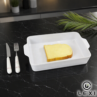 Bol à soupe en céramique blanche de qualité supérieure avec poignée et plat à four rectangulaire, compatible micro-ondes, pour la maison, la cuisine et les restaurants